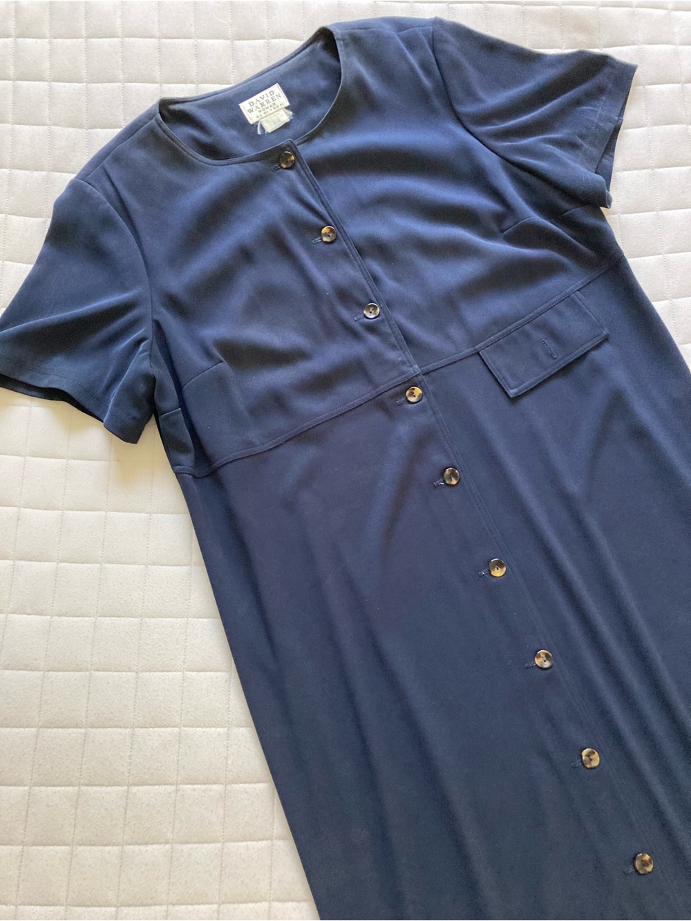 David Warren Women’s Navy Button-Front Midi Dress - Plus Size